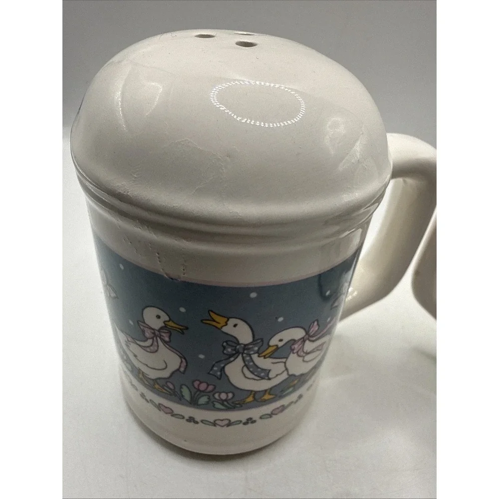 Vintage Country Blue Geese Ceramic Salt & Pepper Shaker Set Country Core